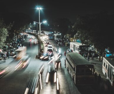 panning photo of road